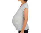 Ripe Maternity Striped Nursing Top - Grey/White