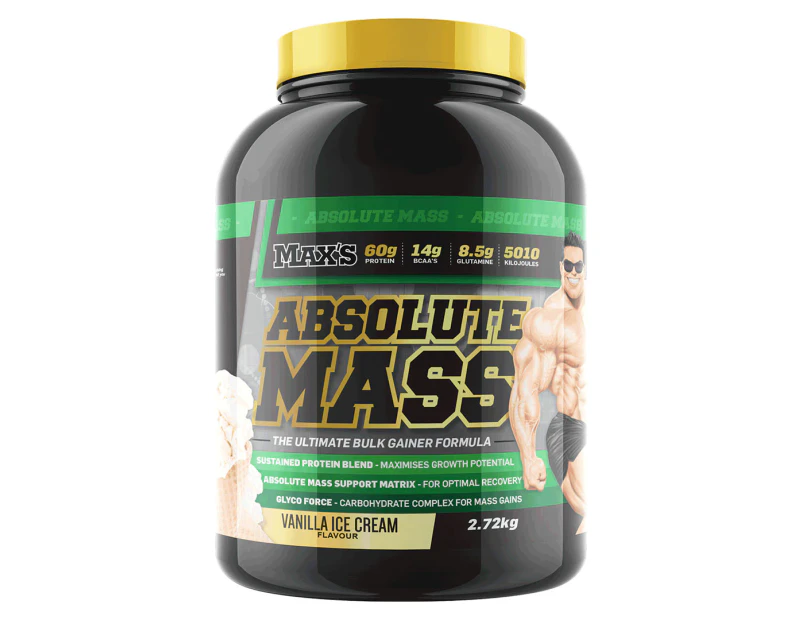 Max's Absolute Mass Protein Powder Vanilla Ice Cream 2.72kg / 13 Serves