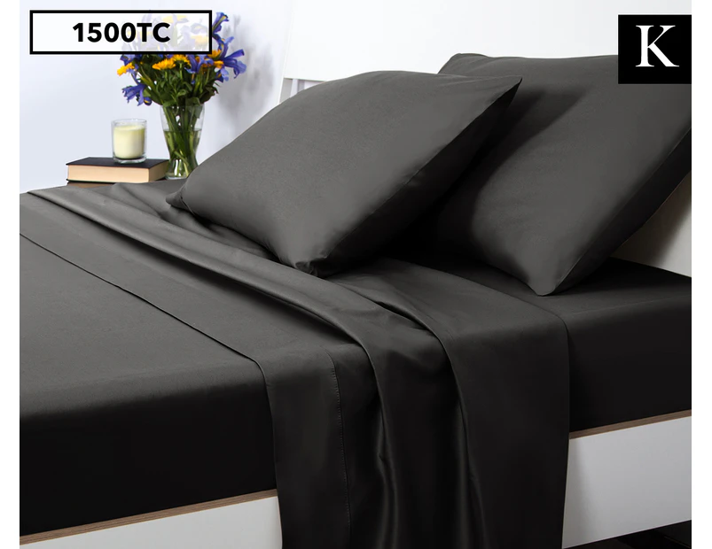 Luxury Living 1500TC King Bed Sheet Set - Shadow Grey