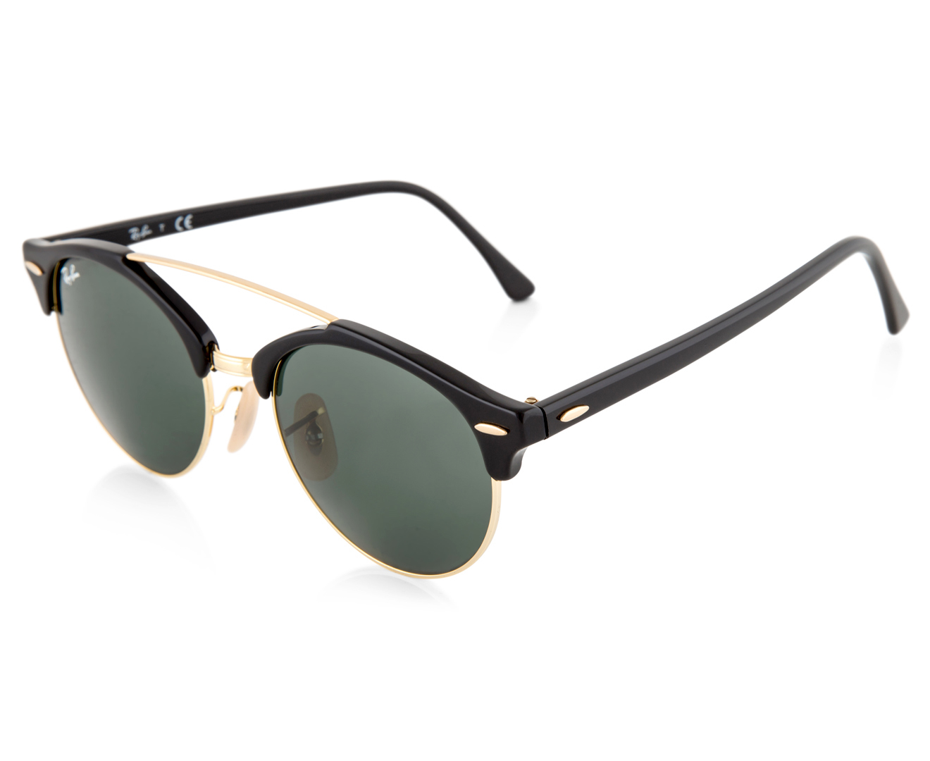 Ray-Ban Clubround 4346 Sunglasses - Black/Green | Catch.co.nz
