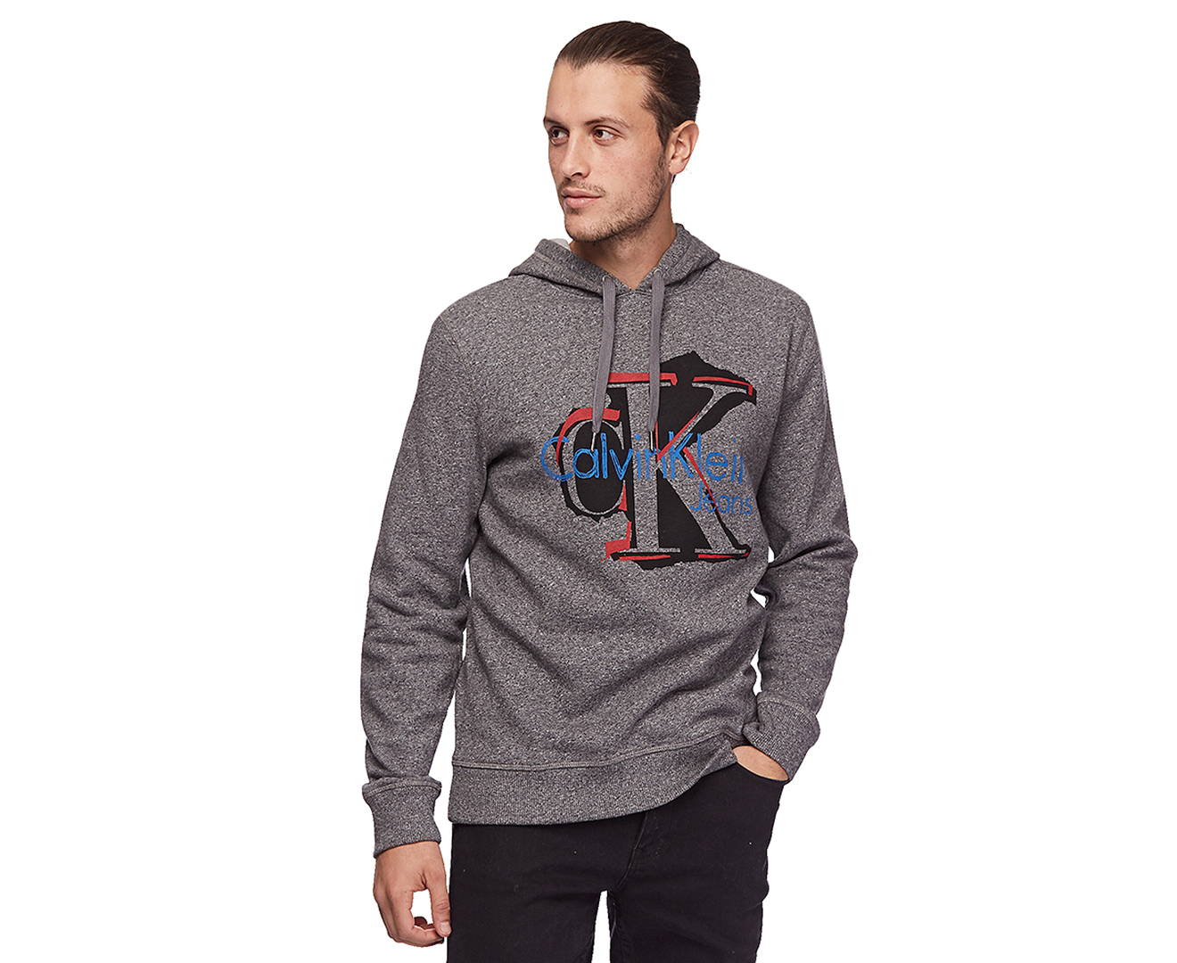 Calvin Klein Jeans Men's Cut-Out Reissue Logo Sweatshirt - Steel Grey ...