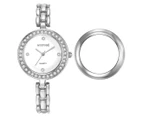 Mestige Women's 32mm The Elizabeth Watch w/ Swarovski Crystals - Silver/White