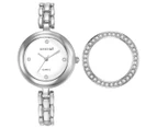 Mestige Women's 32mm The Elizabeth Watch w/ Swarovski Crystals - Silver/White