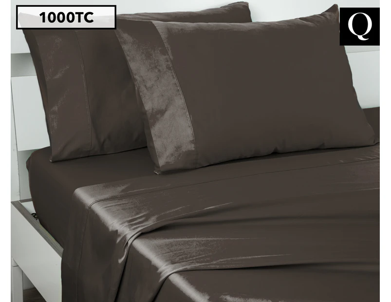Next Linen 1000TC 100% Egyptian Cotton Queen Bed Sheet Set - Chocolate Brown