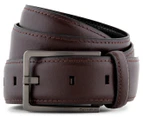 Calvin Klein Men's Stitch Harness Buckle Leather Belt - Dark Chocolate