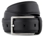 Calvin Klein Men's Stitch Harness Buckle Leather Belt - Black