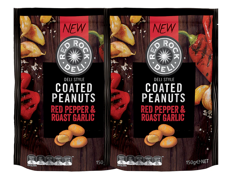 2 x Red Rock Deli Coated Nuts Red Pepper & Roast Garlic 150g