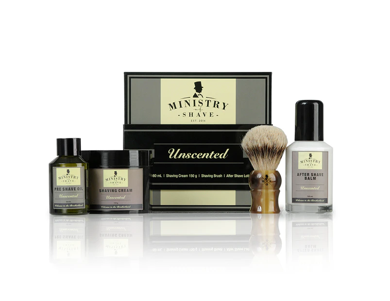 Ministry of Shave Unscented Shaving Collection with Silvertip Shaving Brush