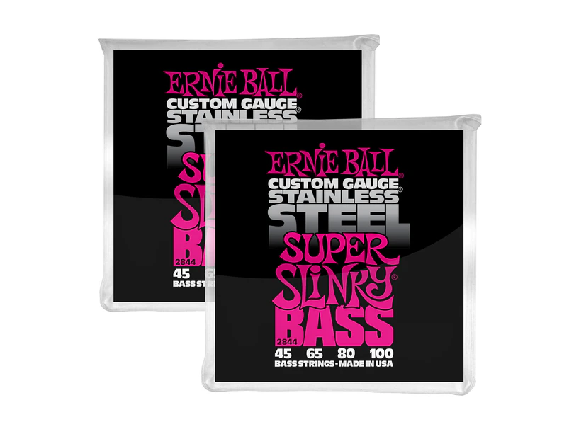 Ernie Ball 2844 Super Slinky Bass Guitar Strings 45-100 - 2 Pack