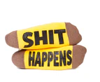 Smiling Poo Socks 'Shit Happens' - Yellow/Brown