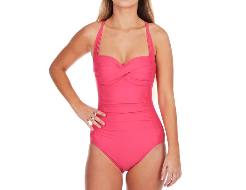 Seafolly Women's Twist Halter Convertible Maillot Swimsuit - Raspberry