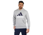 Adidas Men's Essentials Linear Pullover Hoodie - Grey Heather