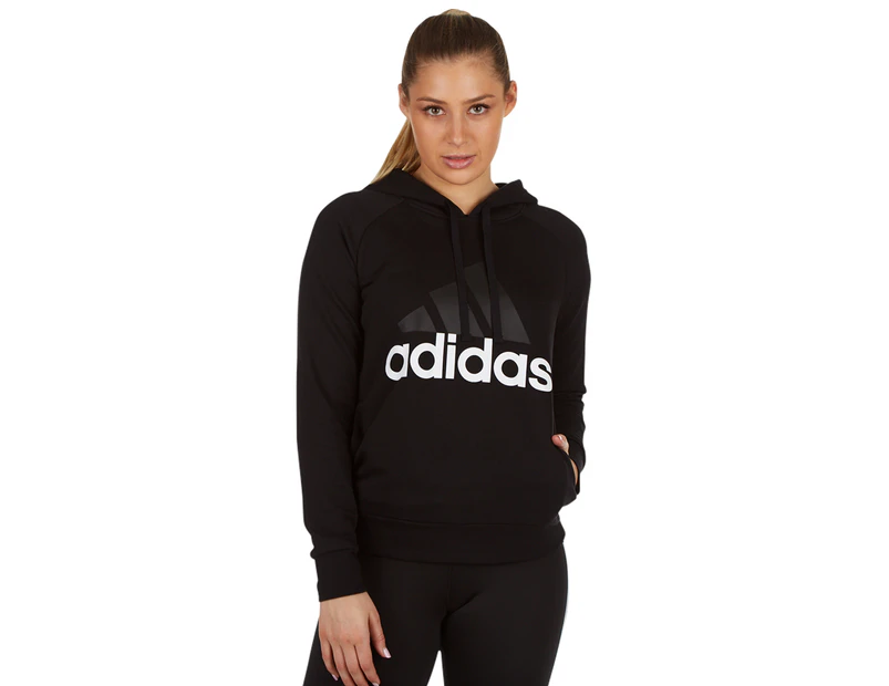 Adidas Women's Essentials Linear Pullover Hoodie - Black