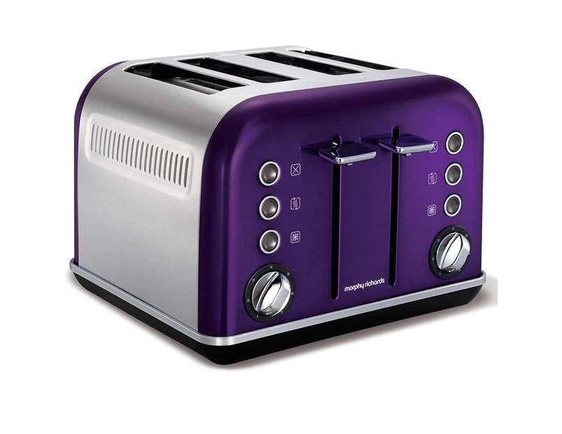 Morphy Richards 242022 Plum Chrome Accents 4 Slice Toaster Stainless Steel