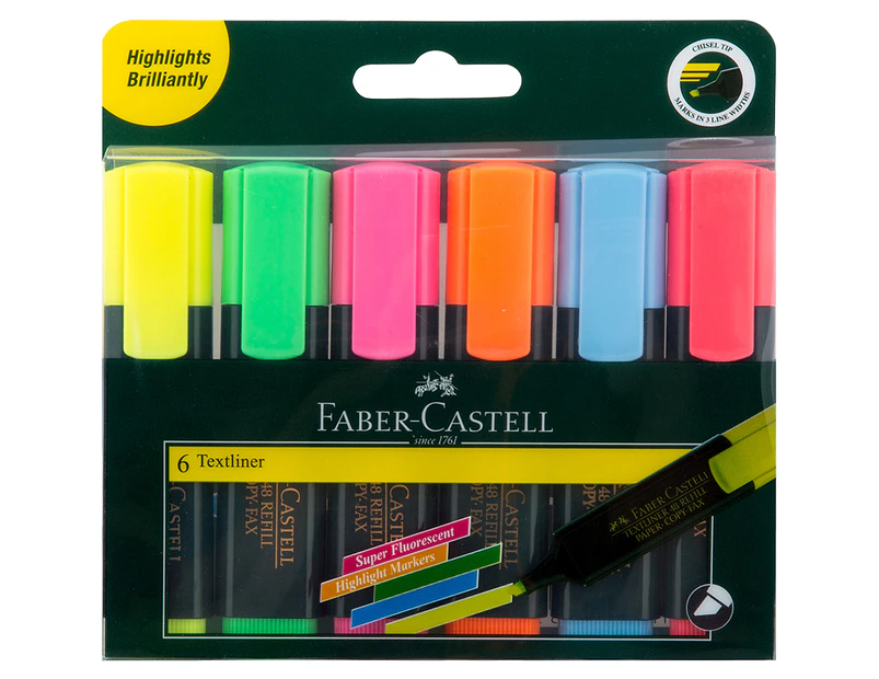 Faber-Castell Textliner Super Fluorescent Highlight Markers 6-Pack - Multi