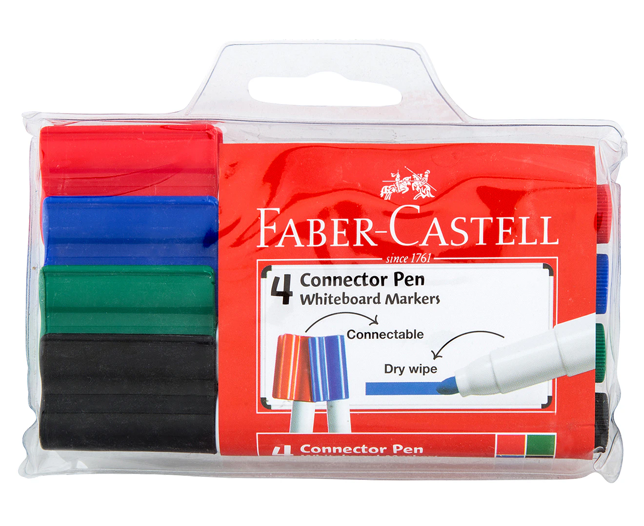 Faber-Castell Connector Pen Whiteboard Markers 4-Pack - Multi