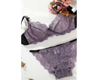 Sheer Purple Lace Bra Set