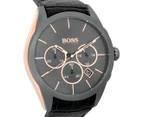 Hugo Boss Men's 45.5mm Leather Onyx Watch - Grey 