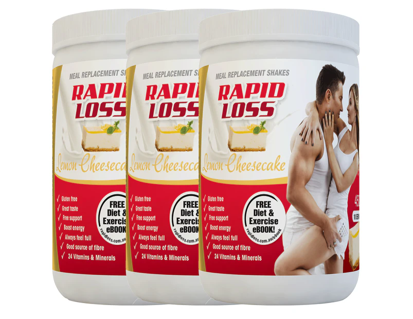3 x Rapid Loss Meal Replacement Shakes Lemon Cheesecake 450g
