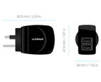 mbeat GorillaPower DUO 3.4A Dual-Port USB Smart Charger - Black