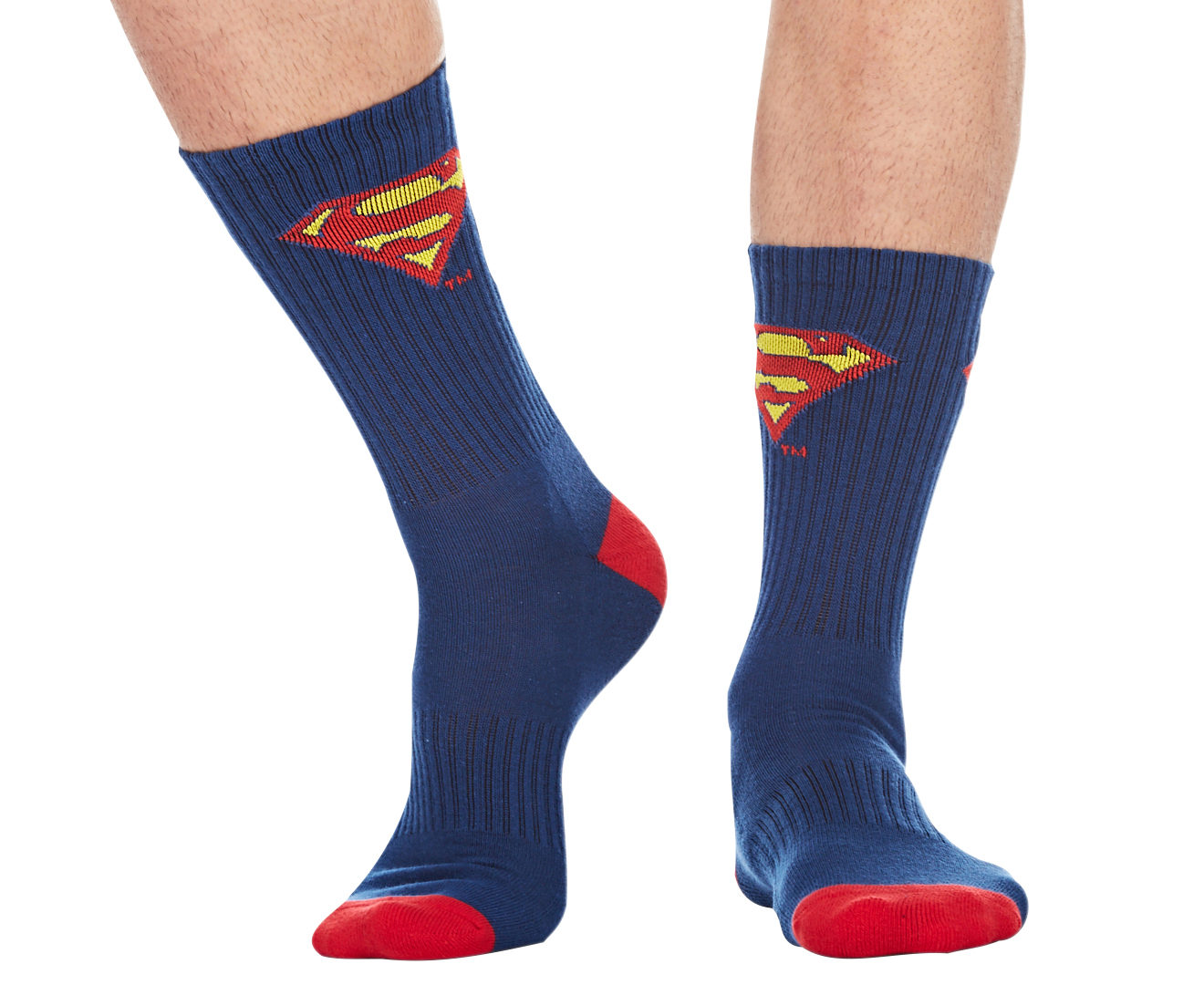 DC Comics Men's Size 7-11 Superman Crew Socks 2-Pack - Black/Blue ...