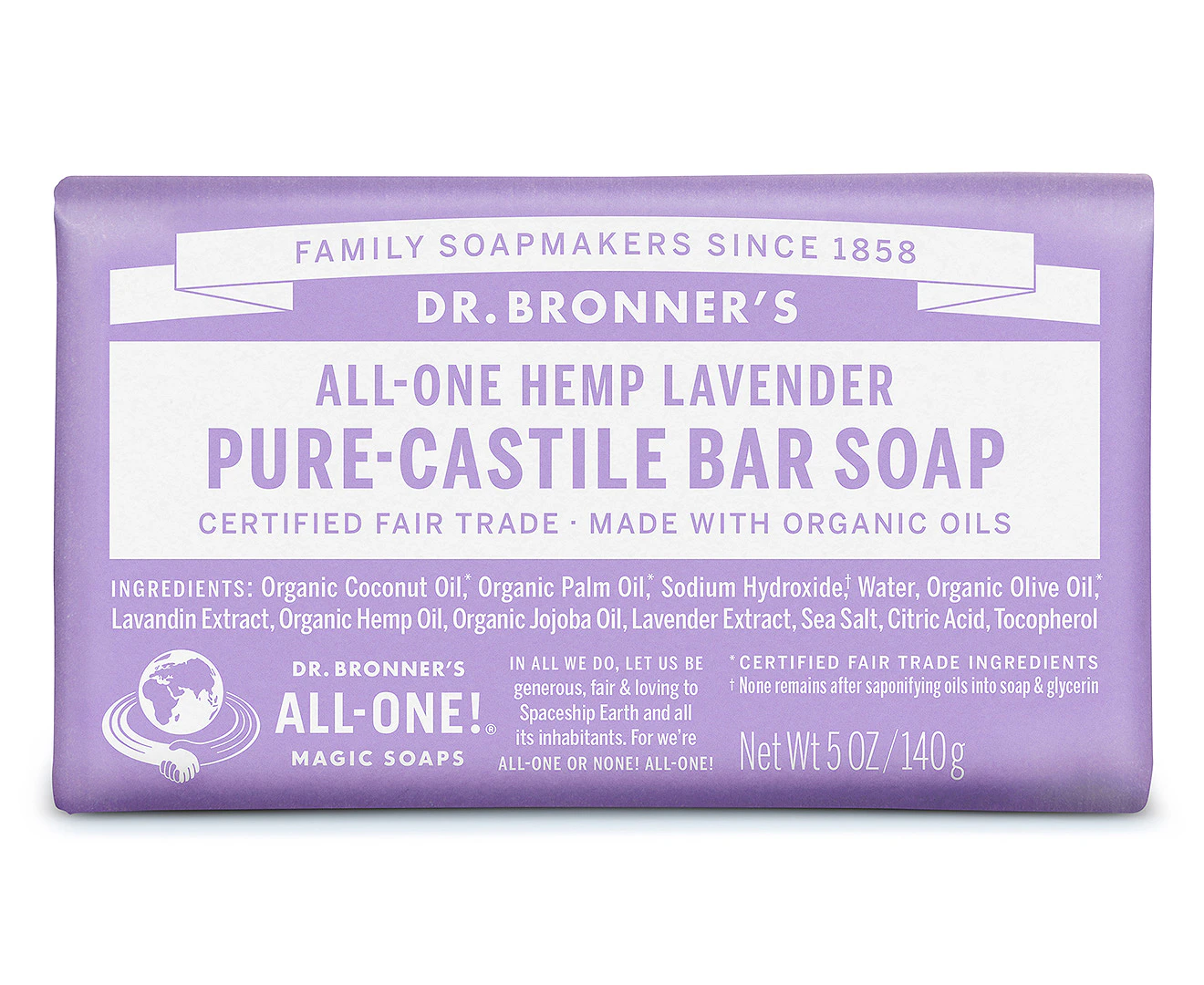 Dr. Bronner's Pure-Castile Soap Bar Lavender 140g