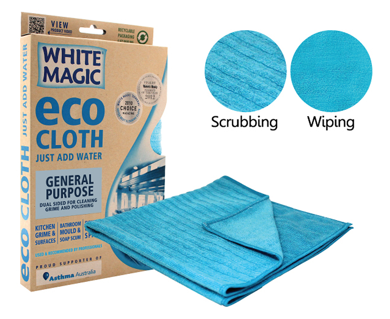 White Magic Microfibre Household Value Pack Eco Cloth - Pack of 3 [General  Purpose , Dust & Polish , Glass & Window , chemical free cleaning