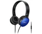 Panasonic RP-HF300M Blue On-Ear Headphones, foldable design with microphone, Anti-tangle cord