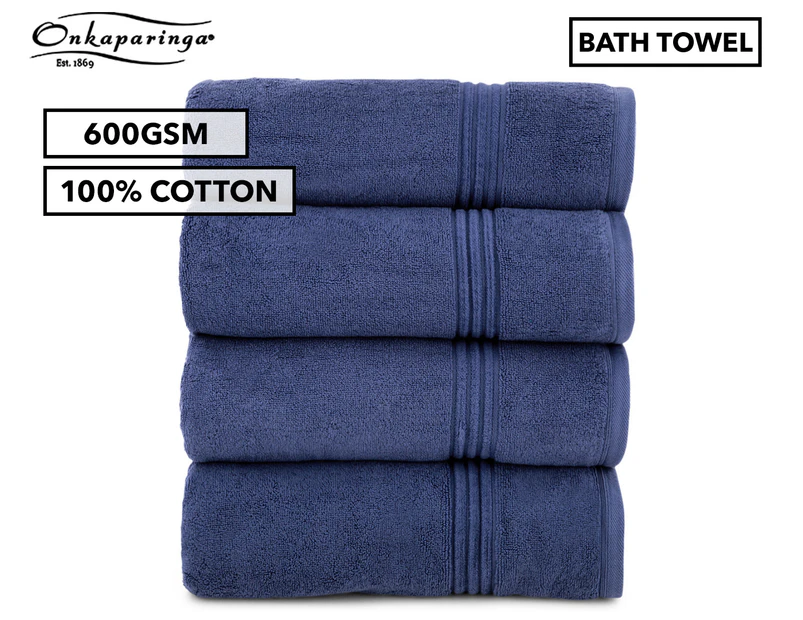 Onkaparinga Ethan 100% Cotton Bath Towel 4-Pack - Denim
