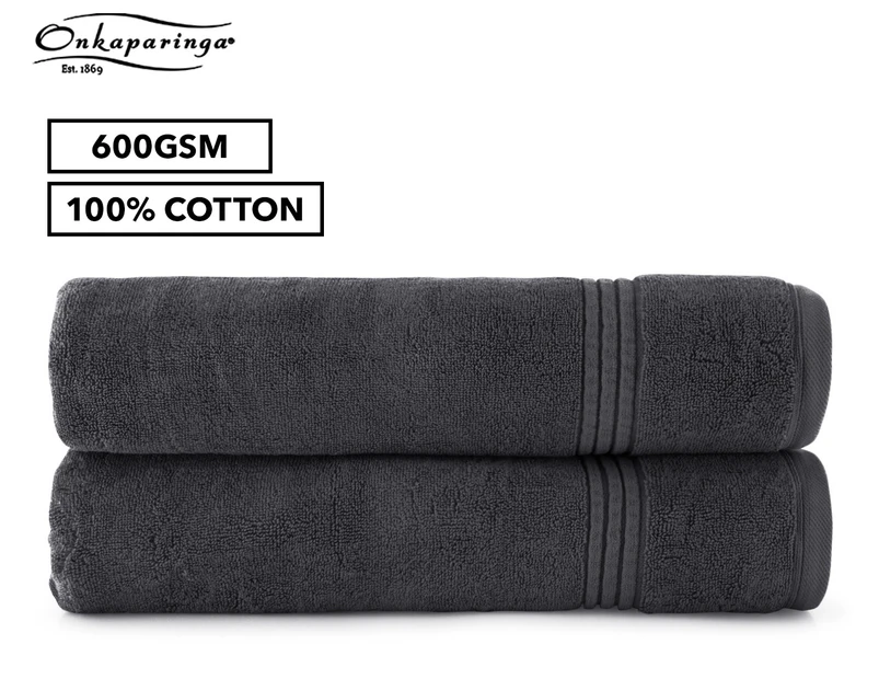 Onkaparinga Ethan 100% Cotton Bath Sheet 2-Pack - Charcoal