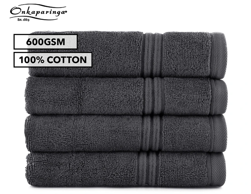 Onkaparinga Ethan 100% Cotton Hand Towel 4-Pack - Charcoal