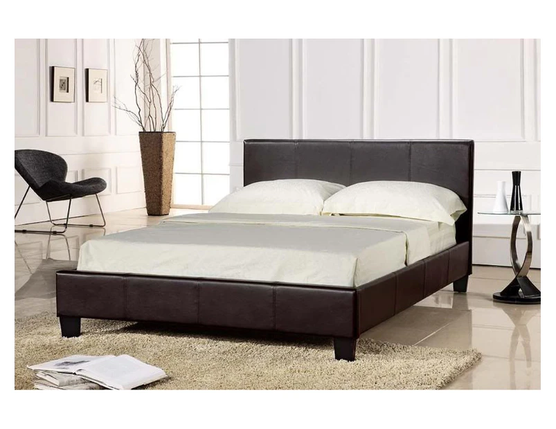 Istyle Prada King Bed Frame Pu Leather Brown