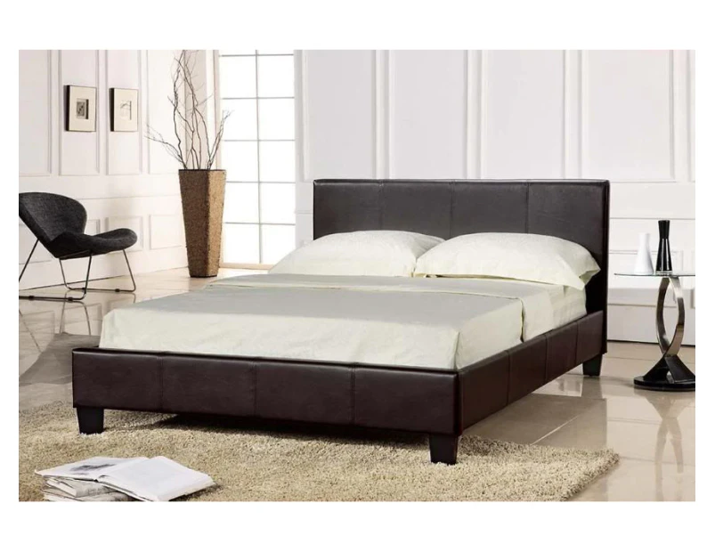 Istyle Prada Double Bed Frame Pu Leather Brown