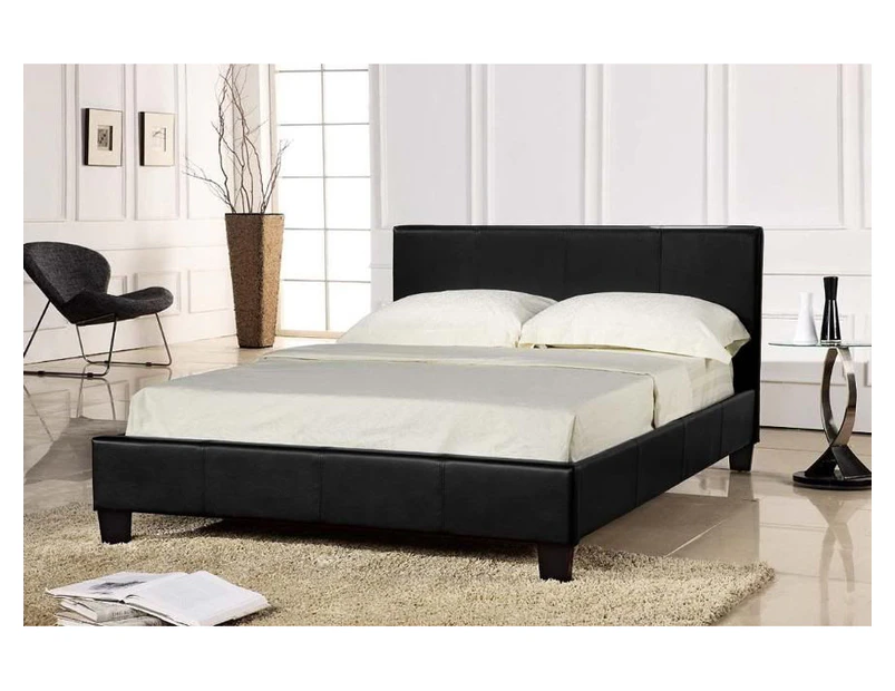 Istyle Prada Queen Bed Frame Pu Leather Black