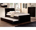 Istyle Lecca King Single Trundle Storage Bed Frame Pu Leather Brown