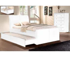 Istyle Lecca King Single Trundle Storage Bed Frame Pu Leather White