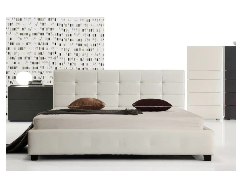 Istyle Milan King Bed Frame Pu Leather White