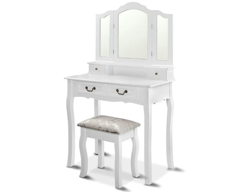 Luxury Dressing Table & Stool Mirrors Jewellery Cabinet 4 Drawers Organizer