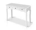 Hall Console Table Hallway Side Entry Timber Wooden French 3 Drawers White