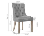 Set of 2 Dining Chair Linen Fabric French Provincial Wood Retro Kitchen Grey