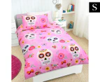 Happy Kids Candy Skulls Glow In The Dark Single Bed Quilt Cover Set - Multi