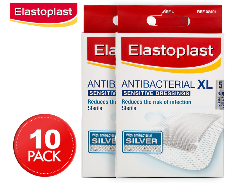 2 x Elastoplast Antibacterial XL Sensitive Dressings 5pk