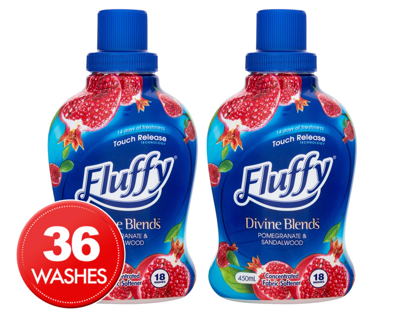 2 x Fluffy Divine Blends Concentrated Fabric Softener Pomegranate & Sandalwood 450mL