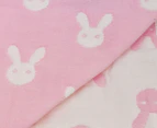 Living Textiles 75x100cm Muslin Jacquard Bunny Print Blanket - White/Pink