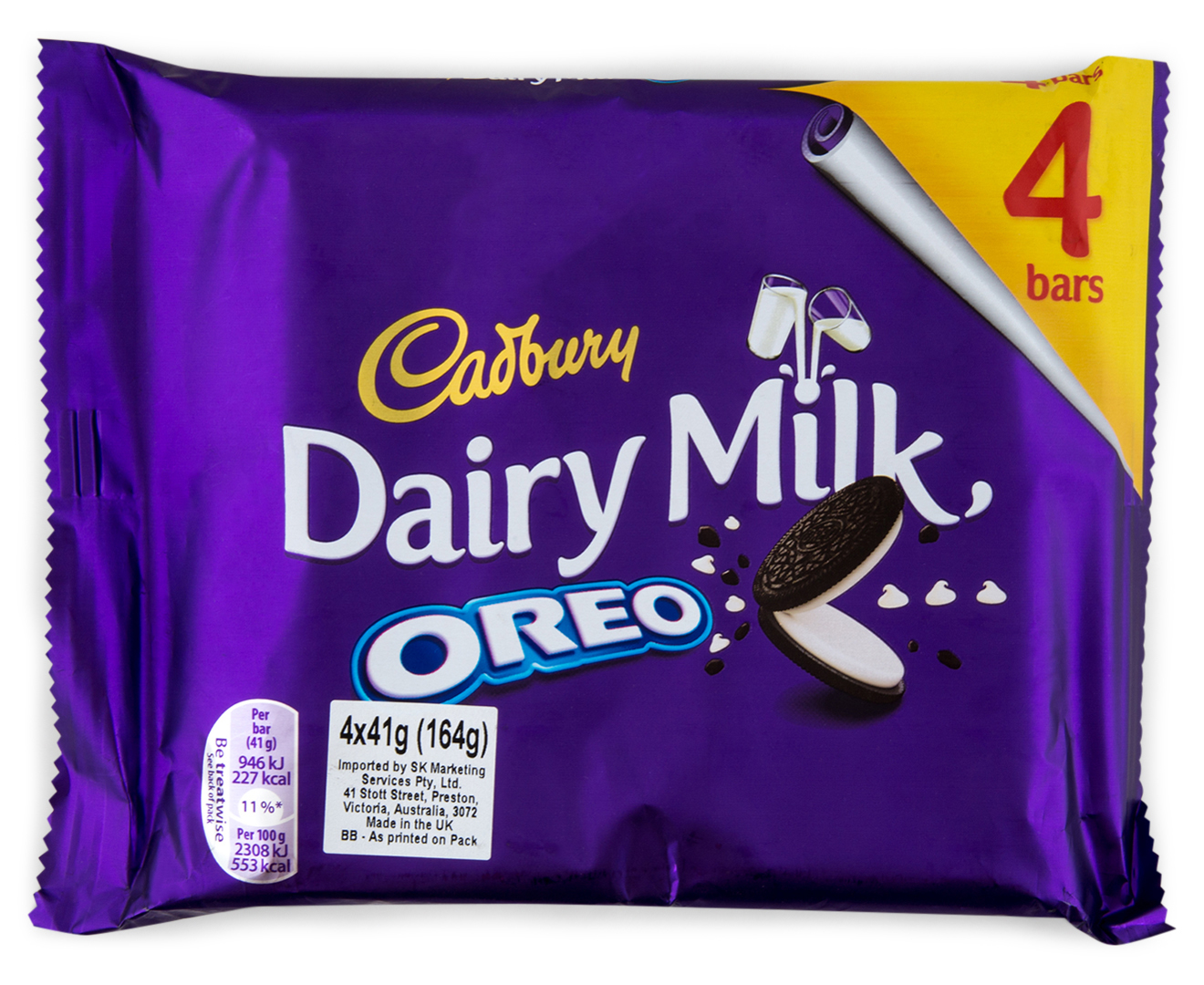 Cadbury Dairy Milk Oreo Bars 4pk 164g