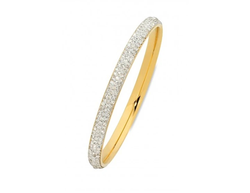 Yellow Stainless Steel Pave Crystal Bangle 60-63-65mm