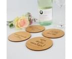 Engraved Wooden Set Of 4 Wine Lovers Coasters With Gift Box 3