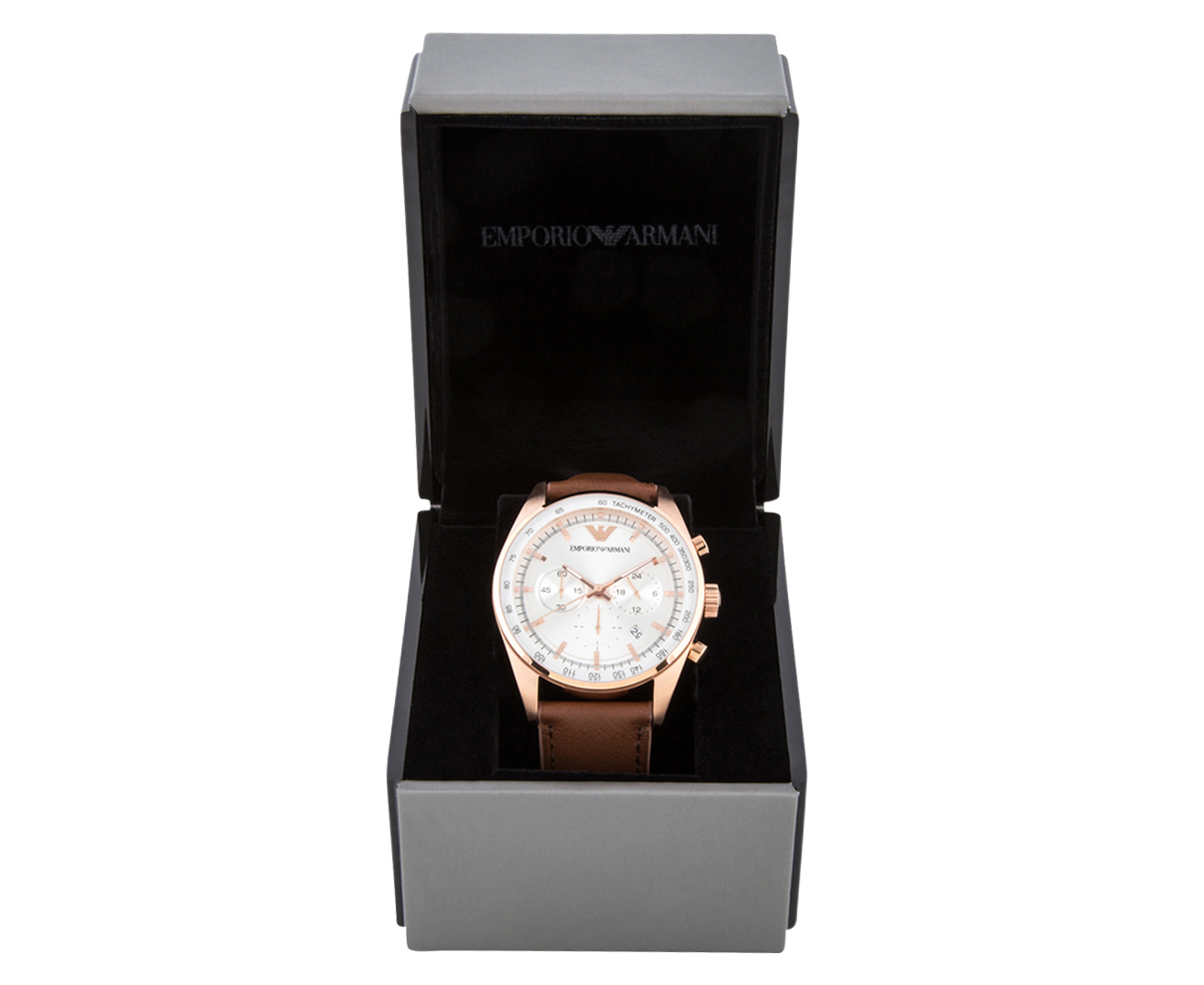 Emporio Armani Men's 43mm AR5995 Leather Watch - Brown/Silver/Rose Gold |  