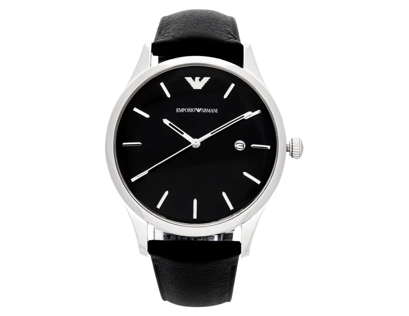 Emporio Armani Men's 43mm AR11020 Leather Watch - Black