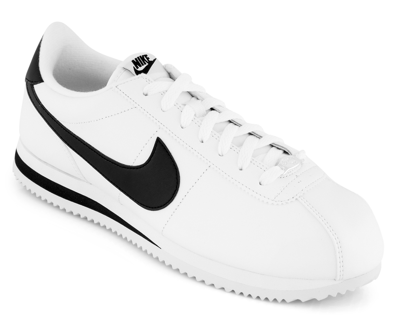 nike cortez basic leather black white